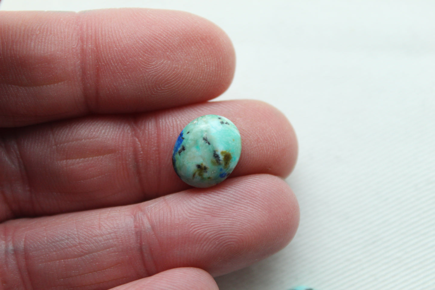 TWO Azurite oval cabochons 10X12MM green blue