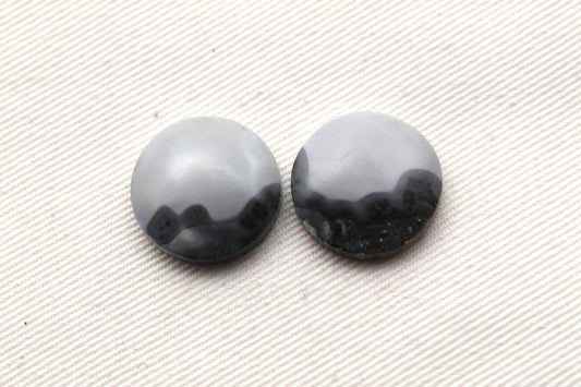 Small Maligano Jasper cabochons pair Gemstone round 18MM