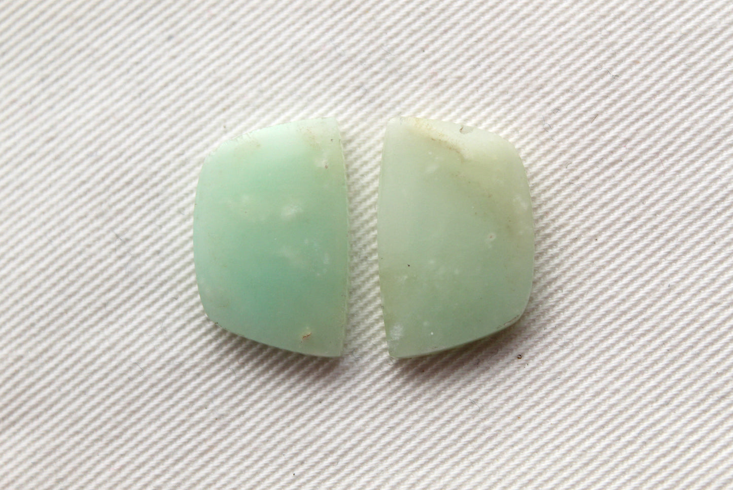 Small Chrysoprase pair cabochon gemstone green