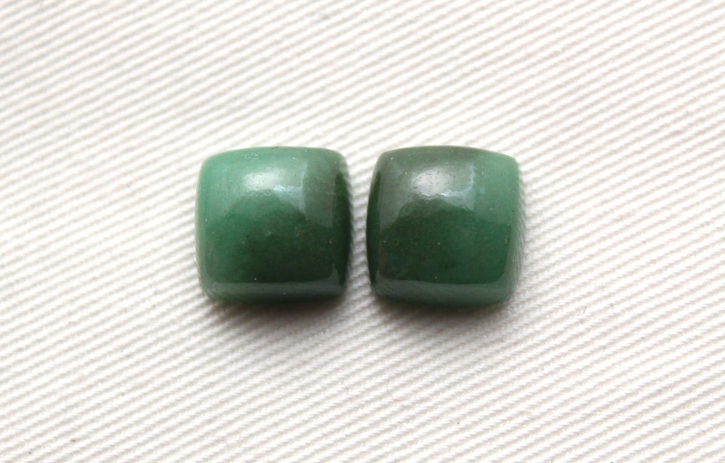 TWO cushion green aventurine cabochons Gemstone 12MM