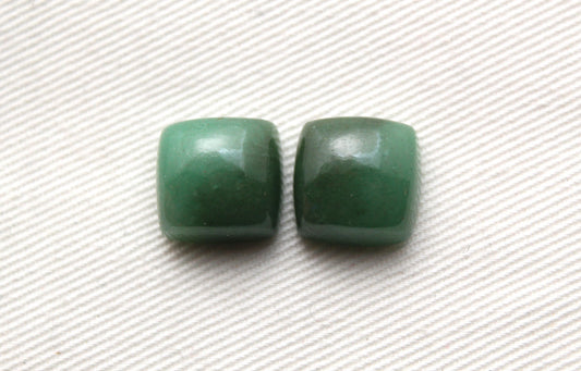 TWO cushion green aventurine cabochons Gemstone 12MM