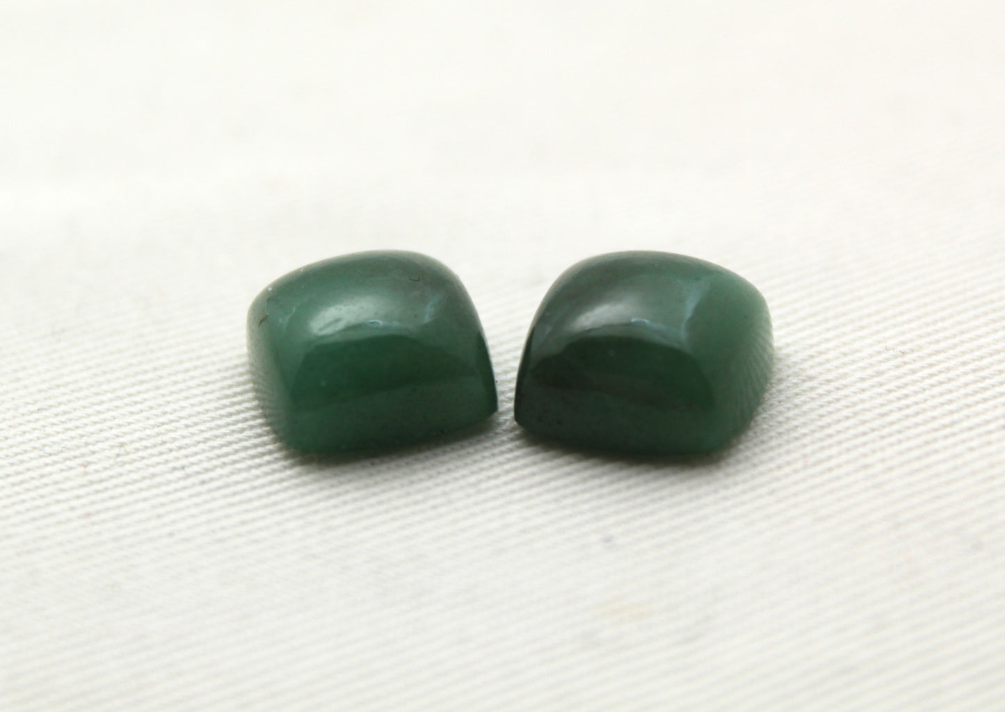 TWO cushion green aventurine cabochons Gemstone 12MM