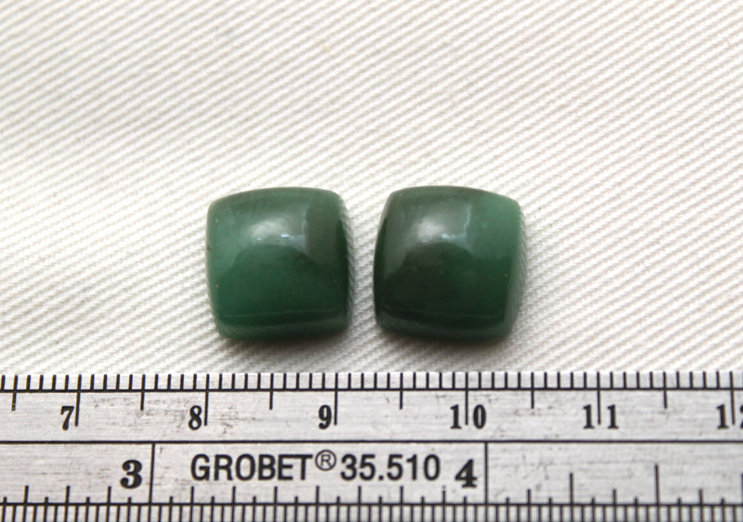 TWO cushion green aventurine cabochons Gemstone 12MM