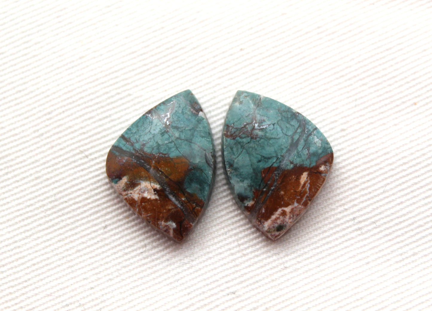 Small Neela Terra Jasper Cabochon Pair Gemstone Green