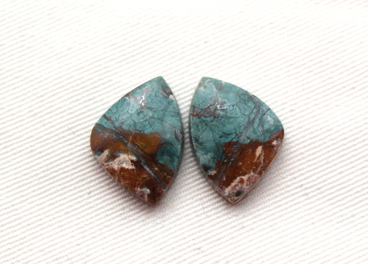 Small Neela Terra Jasper Cabochon Pair Gemstone Green