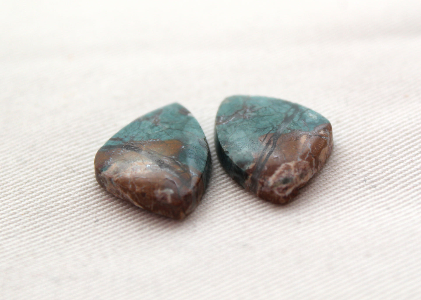 Small Neela Terra Jasper Cabochon Pair Gemstone Green