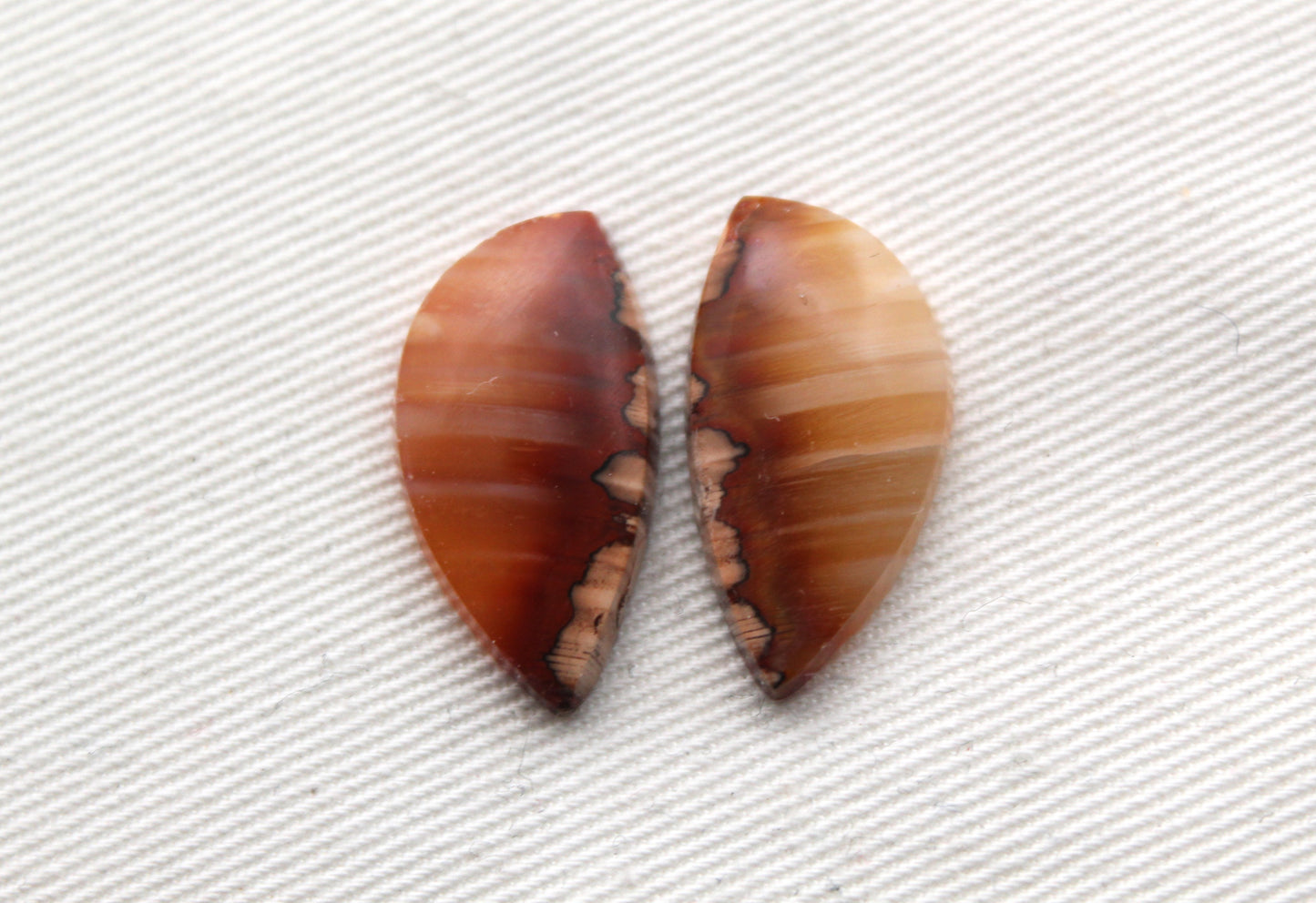 Small Pair Indonesian Agate Cabochons gemstone natural