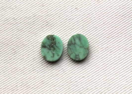 TWO Variscite Flat cabochons 8X10 MM Gemstones Oval