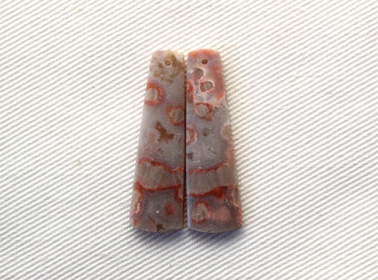 Small River Jasper Cabochon Pair Gemstone pink beige DRILLED