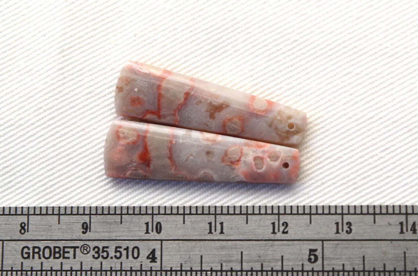 Small River Jasper Cabochon Pair Gemstone pink beige DRILLED