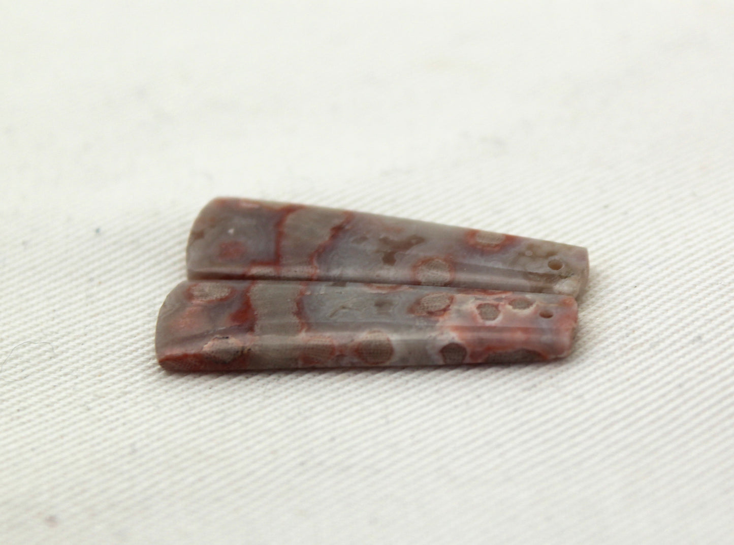 Small River Jasper Cabochon Pair Gemstone pink beige DRILLED