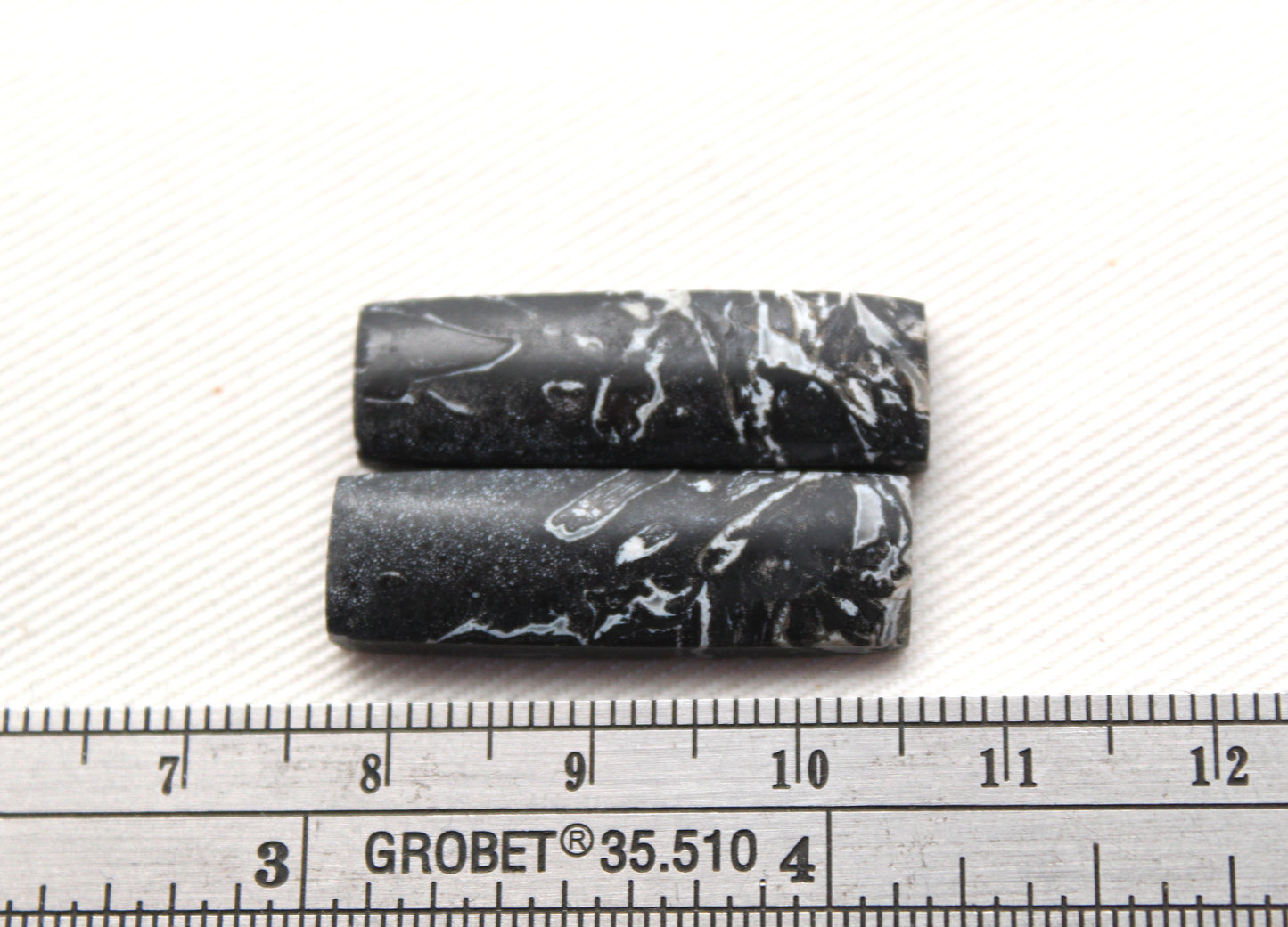 Black Palm Root Cabochon Pair natural gemstones rectangle