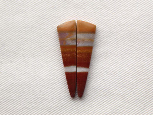 Jolie Paire de Cabochons Jaspe Australien goutte jaune gris terre cuite