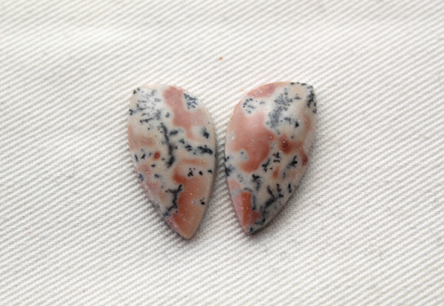 Small Dendritic Jasper Cabochon Pair Gemstone