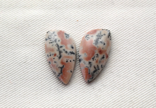 Small Dendritic Jasper Cabochon Pair Gemstone