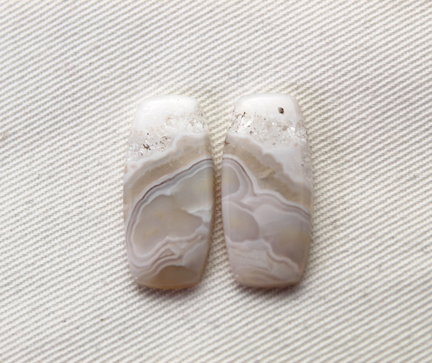 Orbicular Agate Cabochons Pair Gemstone natural