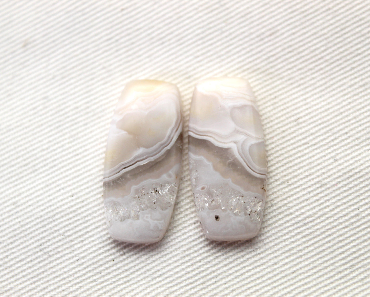 Orbicular Agate Cabochons Pair Gemstone natural