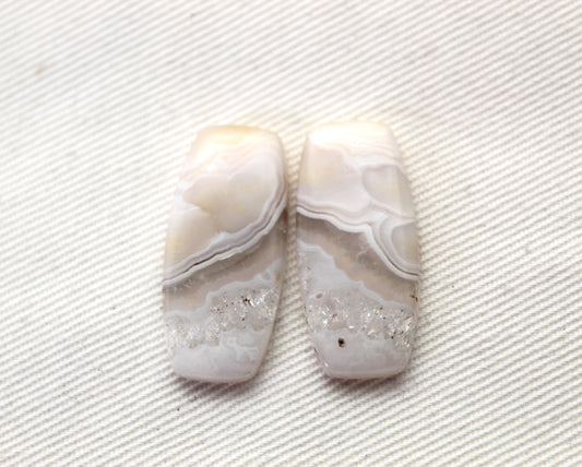 Orbicular Agate Cabochons Pair Gemstone natural
