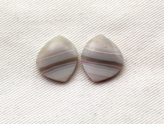 Small banded Agate Pair Cabochon Gemstone white
