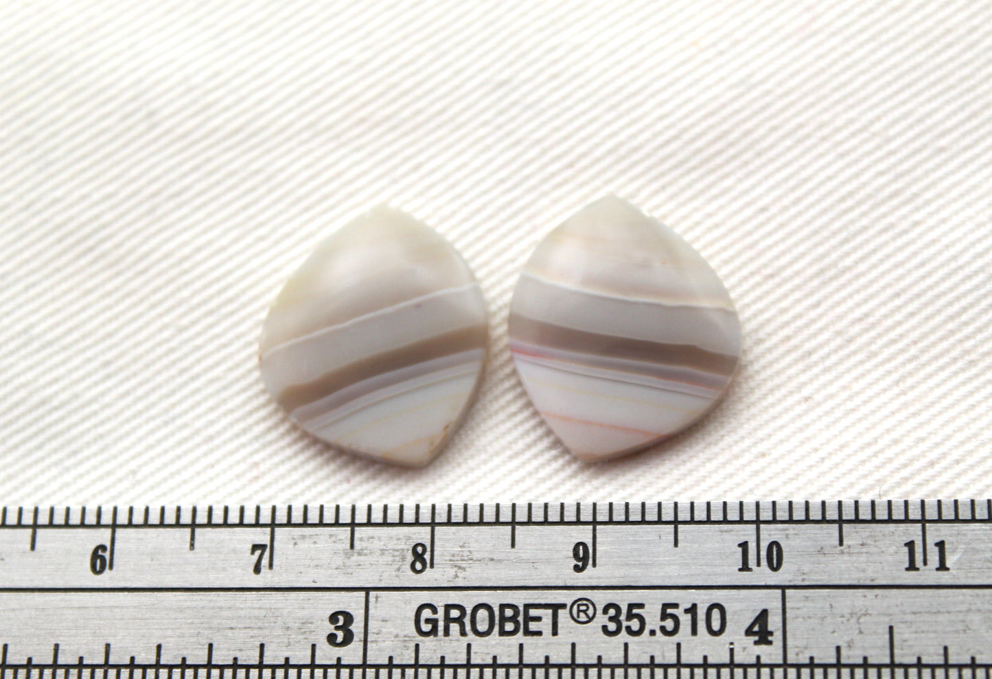 Small banded Agate Pair Cabochon Gemstone white