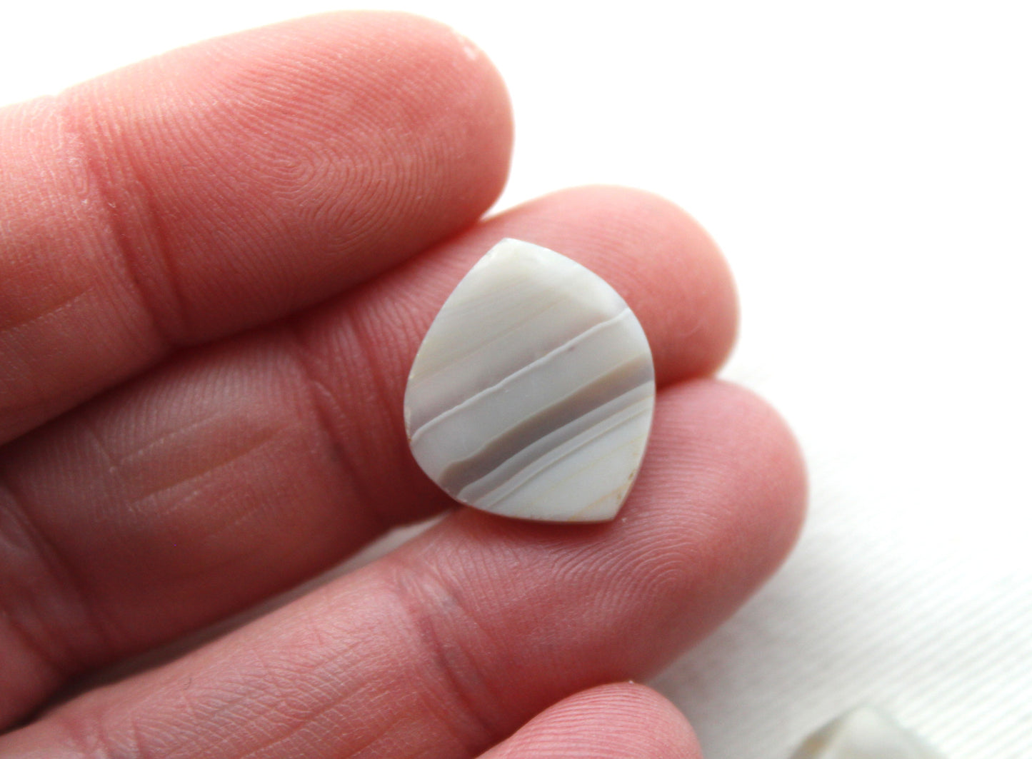 Small banded Agate Pair Cabochon Gemstone white