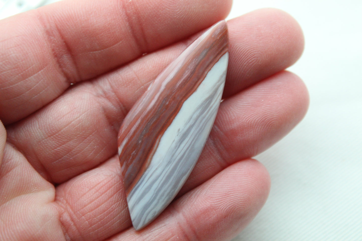 One striped Jasper Cabochon white red