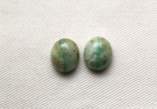 <tc>DEUX Chrysocolle Quartz cabochon oval 10X12MM</tc>