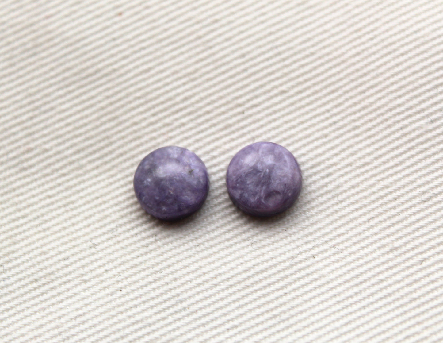 TWO Charoite round Cabochon purple Gemstone 8MM