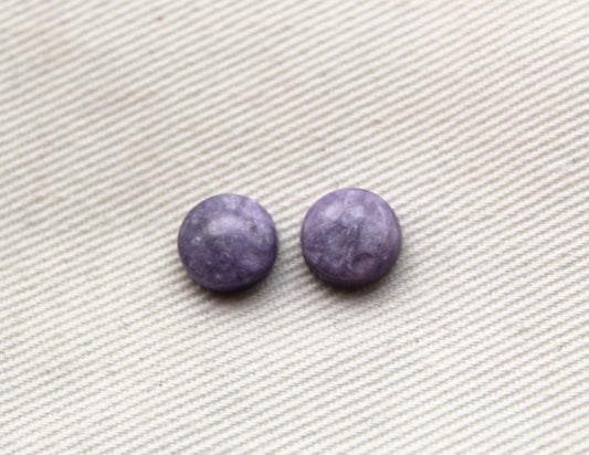 TWO Charoite round Cabochon purple Gemstone 8MM
