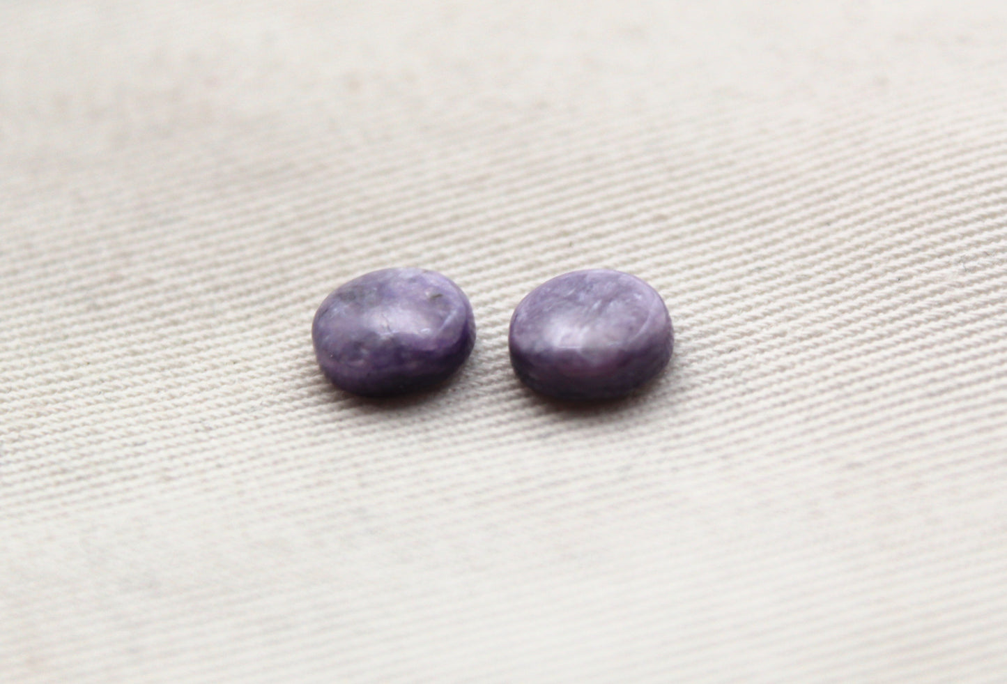 TWO Charoite round Cabochon purple Gemstone 8MM