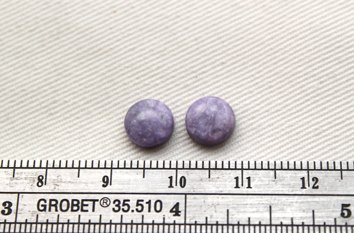TWO Charoite round Cabochon purple Gemstone 8MM