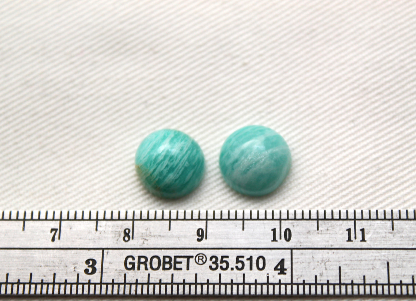 TWO Amazonite cabochons 10 MM Gemstones round
