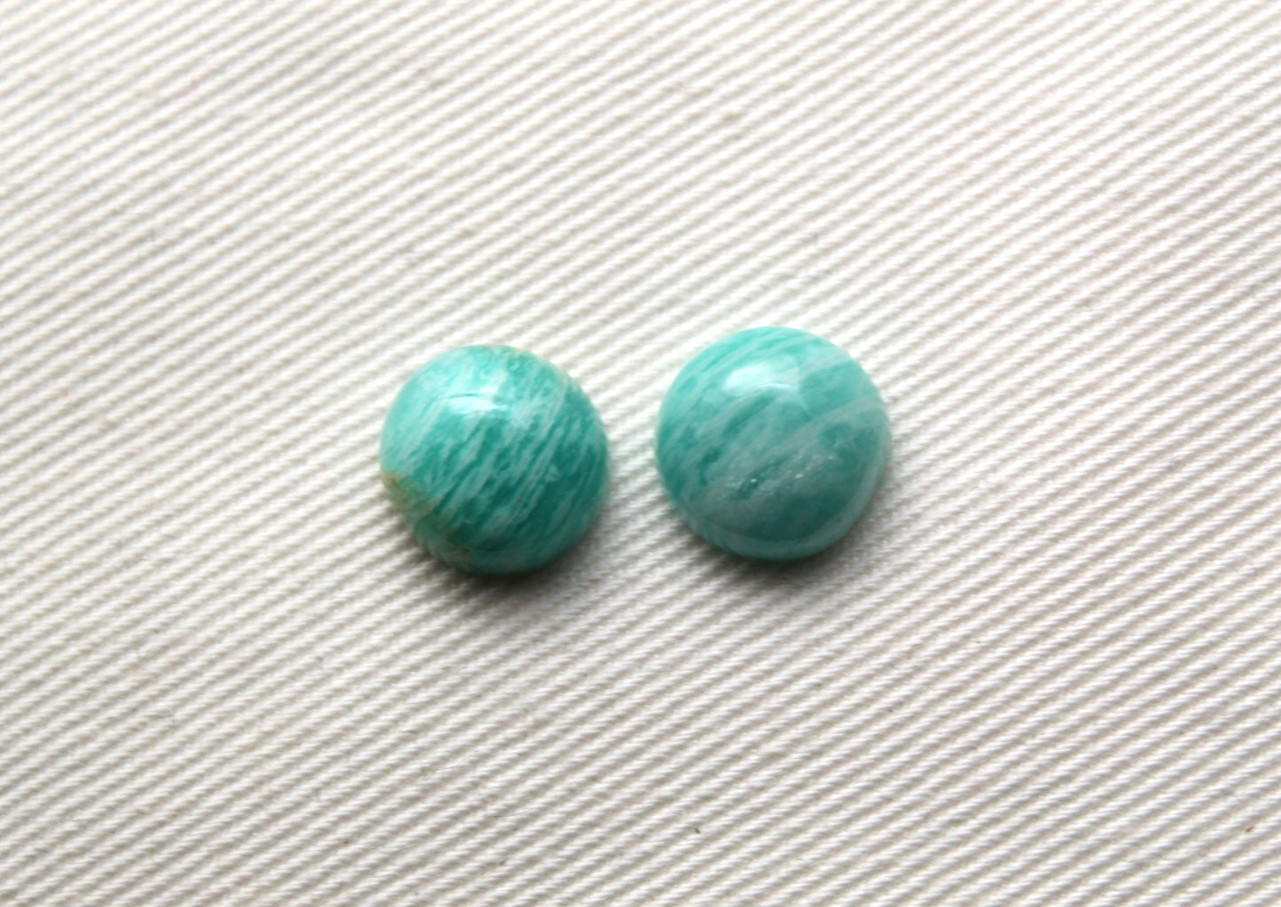 TWO Amazonite cabochons 10 MM Gemstones round