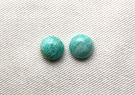 TWO Amazonite cabochons 10 MM Gemstones round