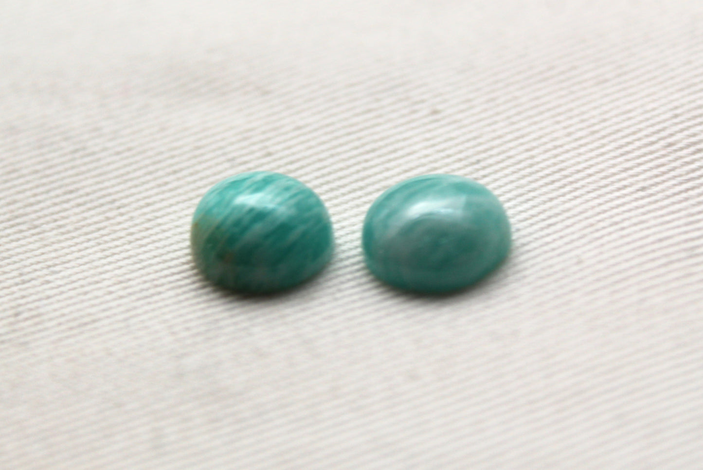 TWO Amazonite cabochons 10 MM Gemstones round