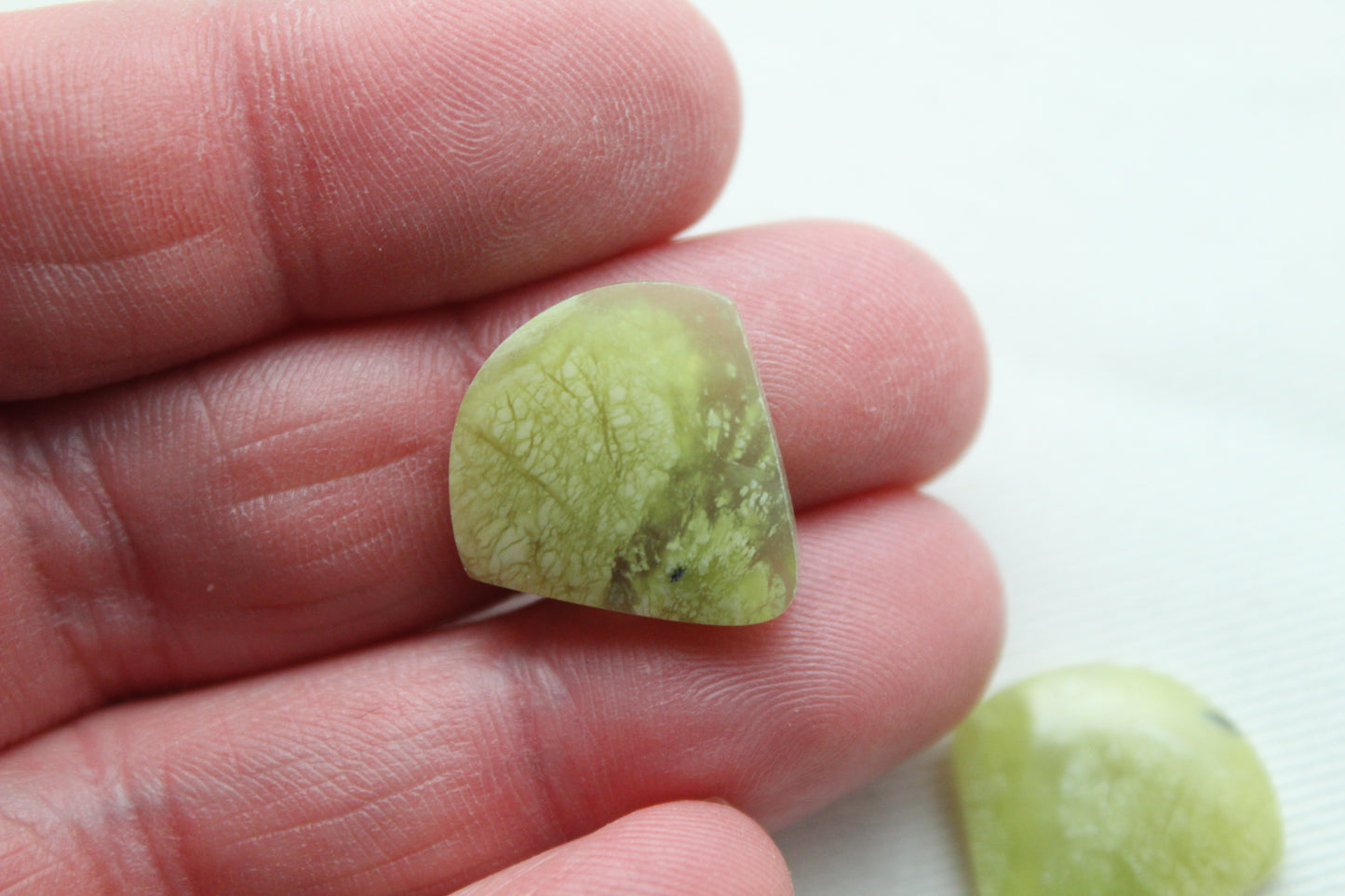 Small Vesuvianite Cabochon Pair Gemstone light green