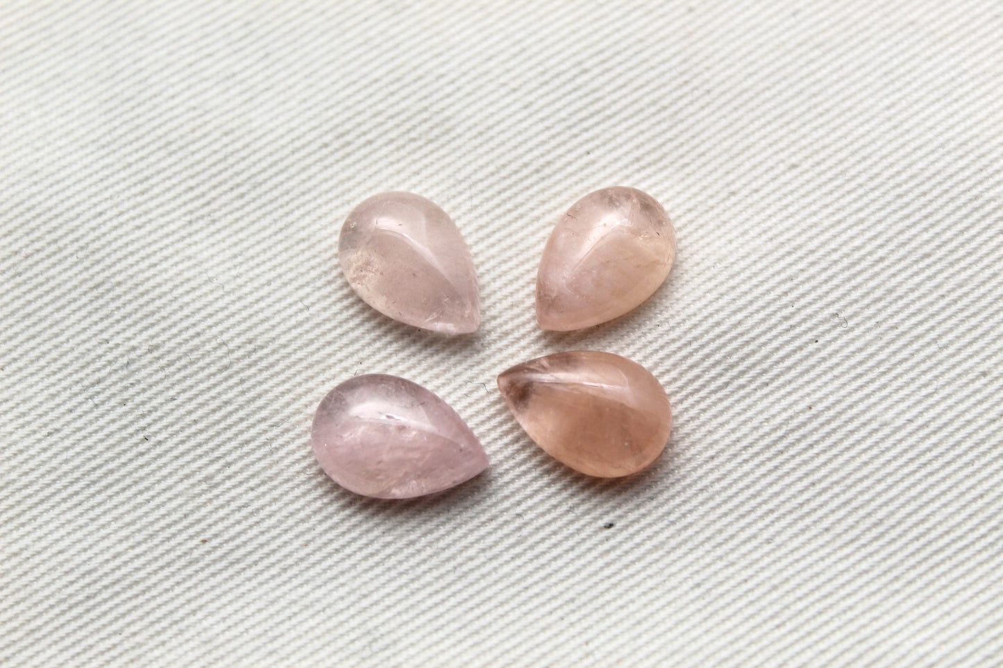 FOUR Morganite cabochons Gemstones pear 9X13MM