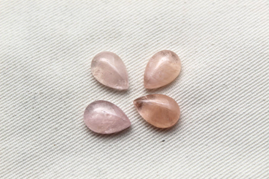 FOUR Morganite cabochons Gemstones pear 9X13MM
