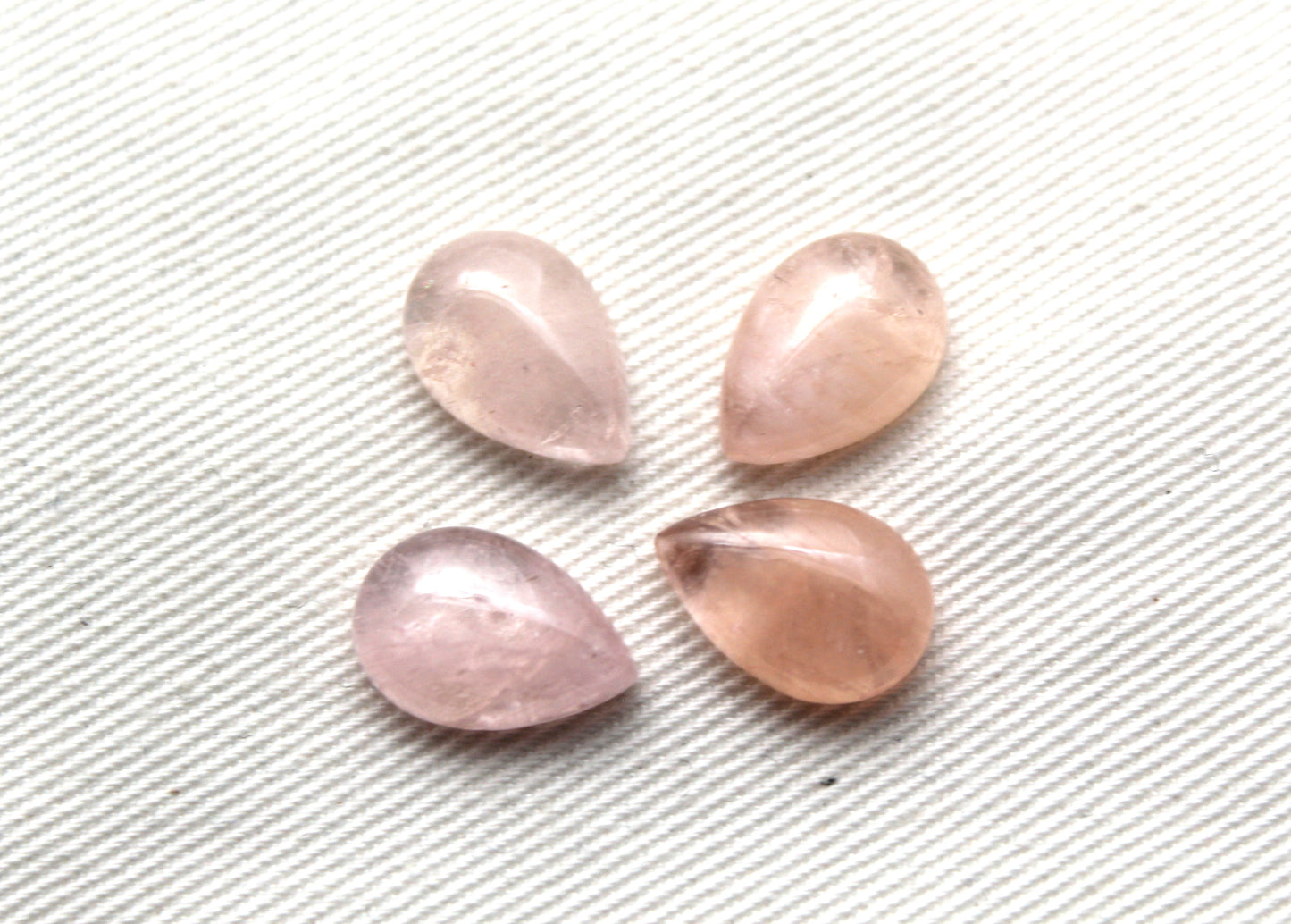 FOUR Morganite cabochons Gemstones pear 9X13MM