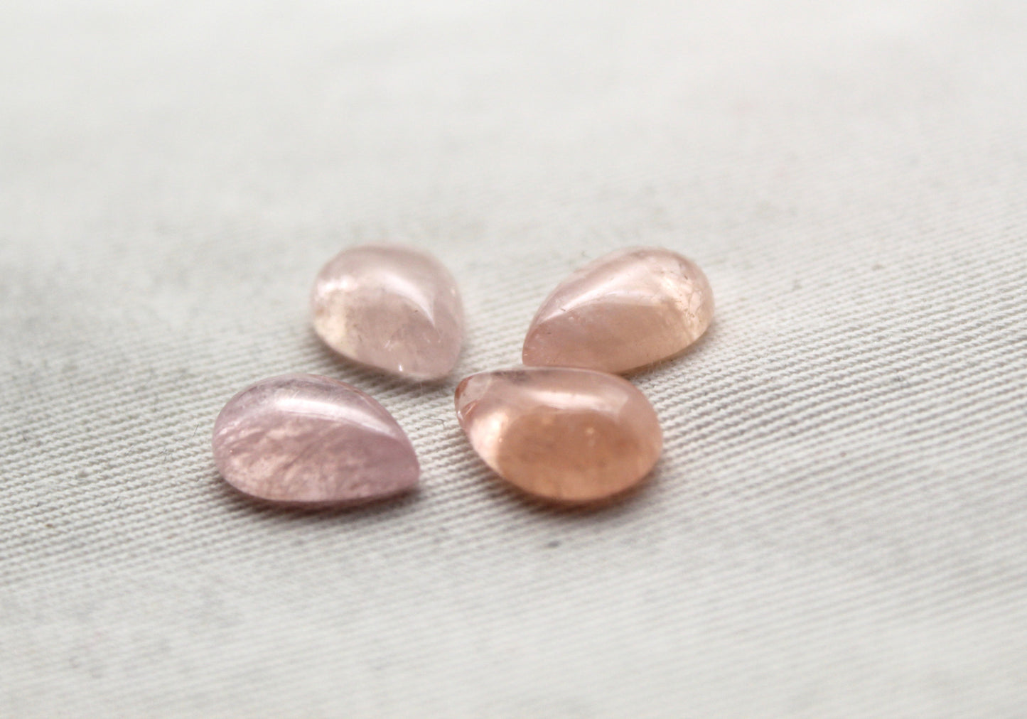 FOUR Morganite cabochons Gemstones pear 9X13MM