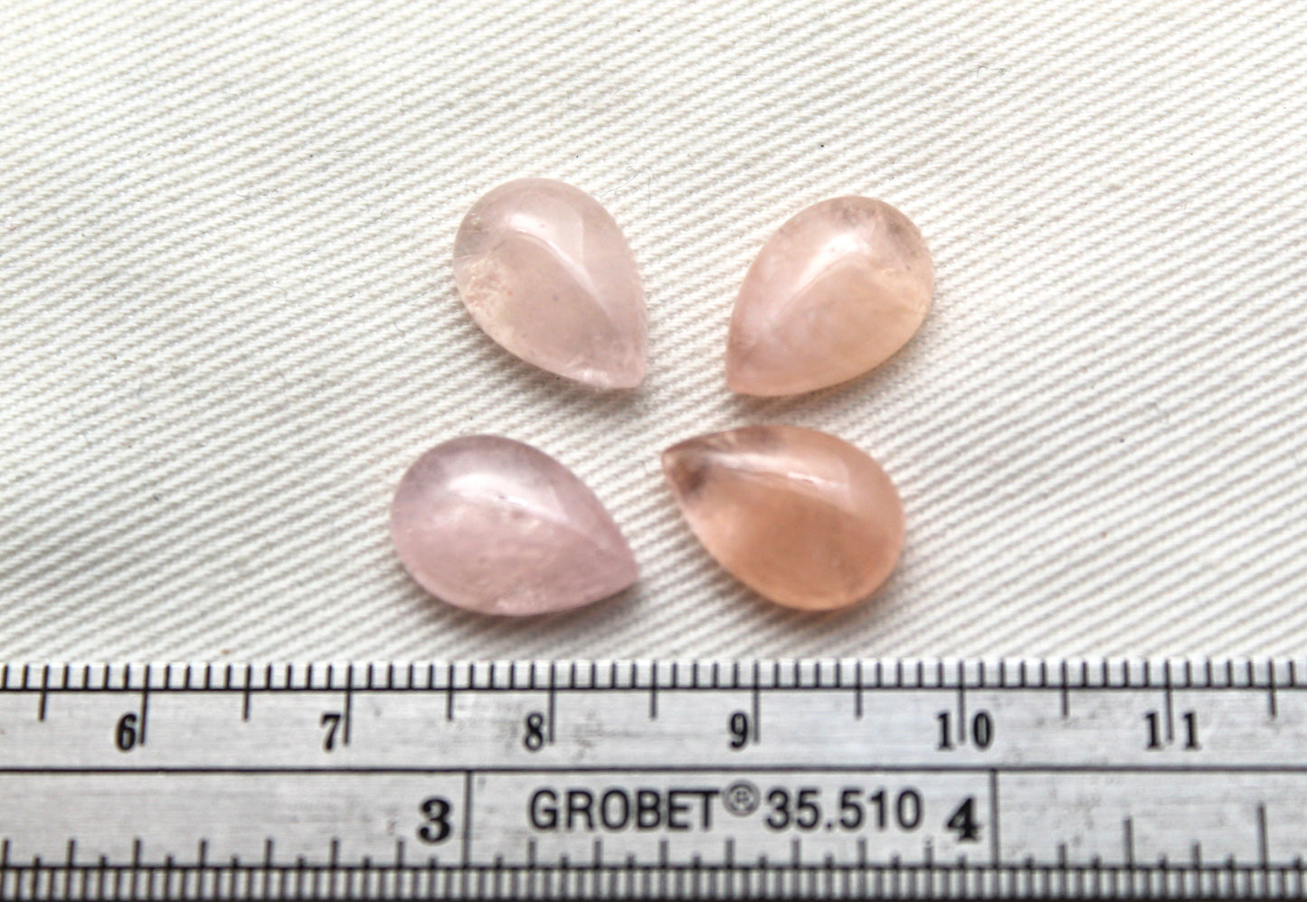 FOUR Morganite cabochons Gemstones pear 9X13MM