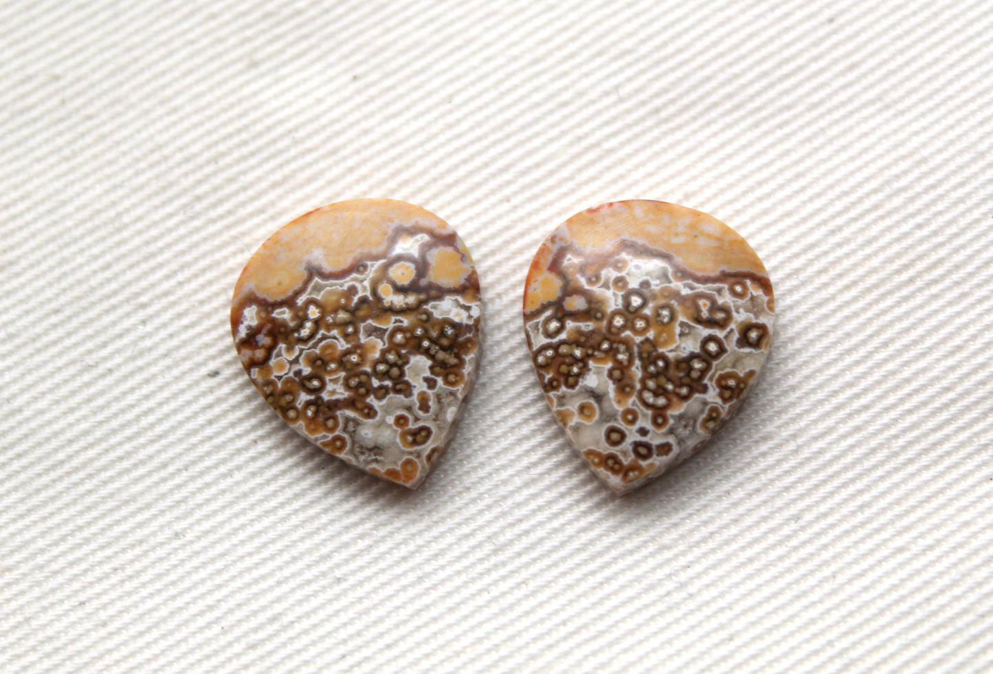 SMALL River Jasper Cabochon Pair Gemstone teardrop