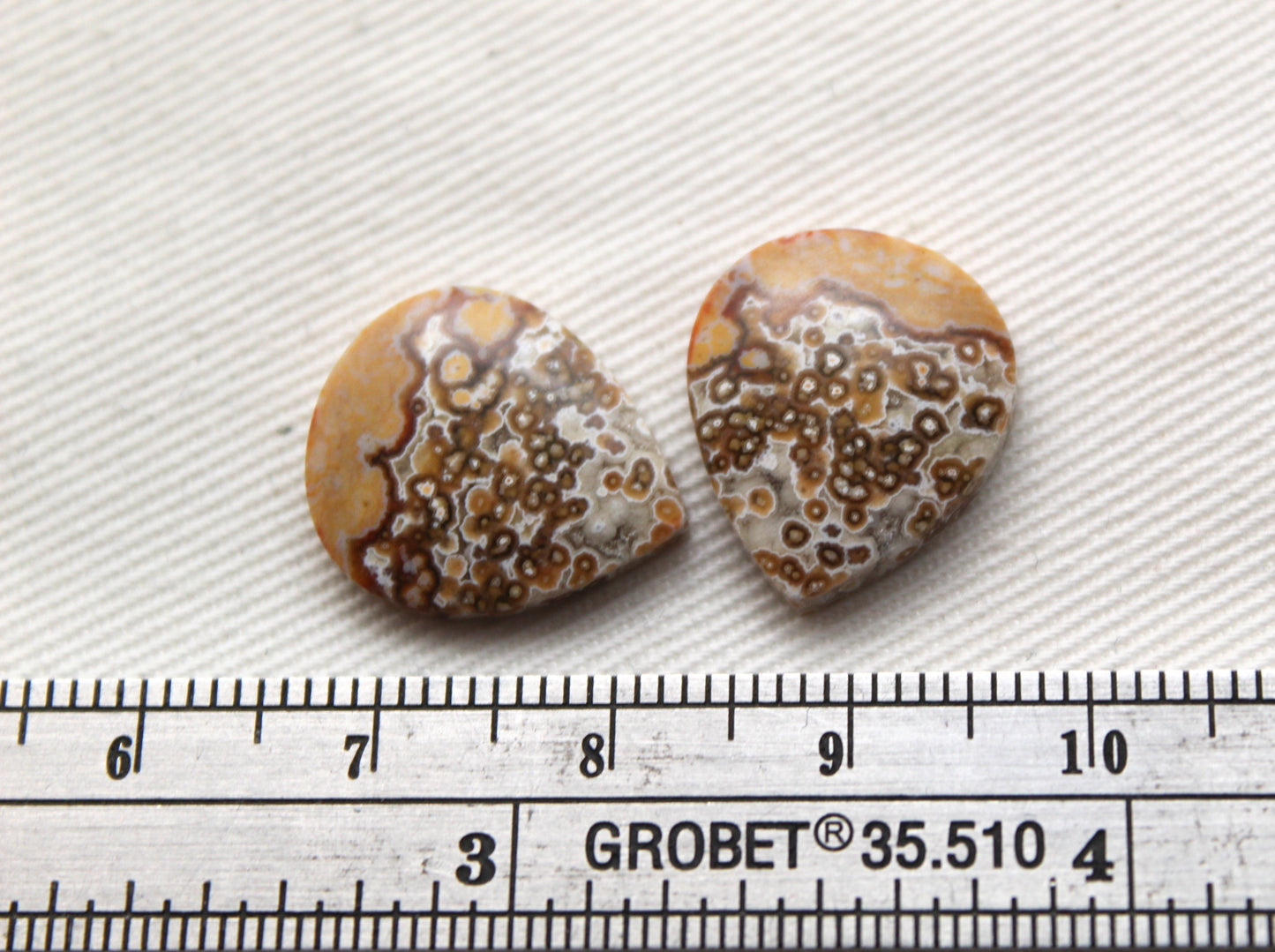 SMALL River Jasper Cabochon Pair Gemstone teardrop