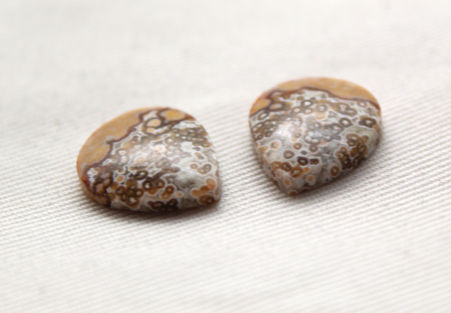 SMALL River Jasper Cabochon Pair Gemstone teardrop