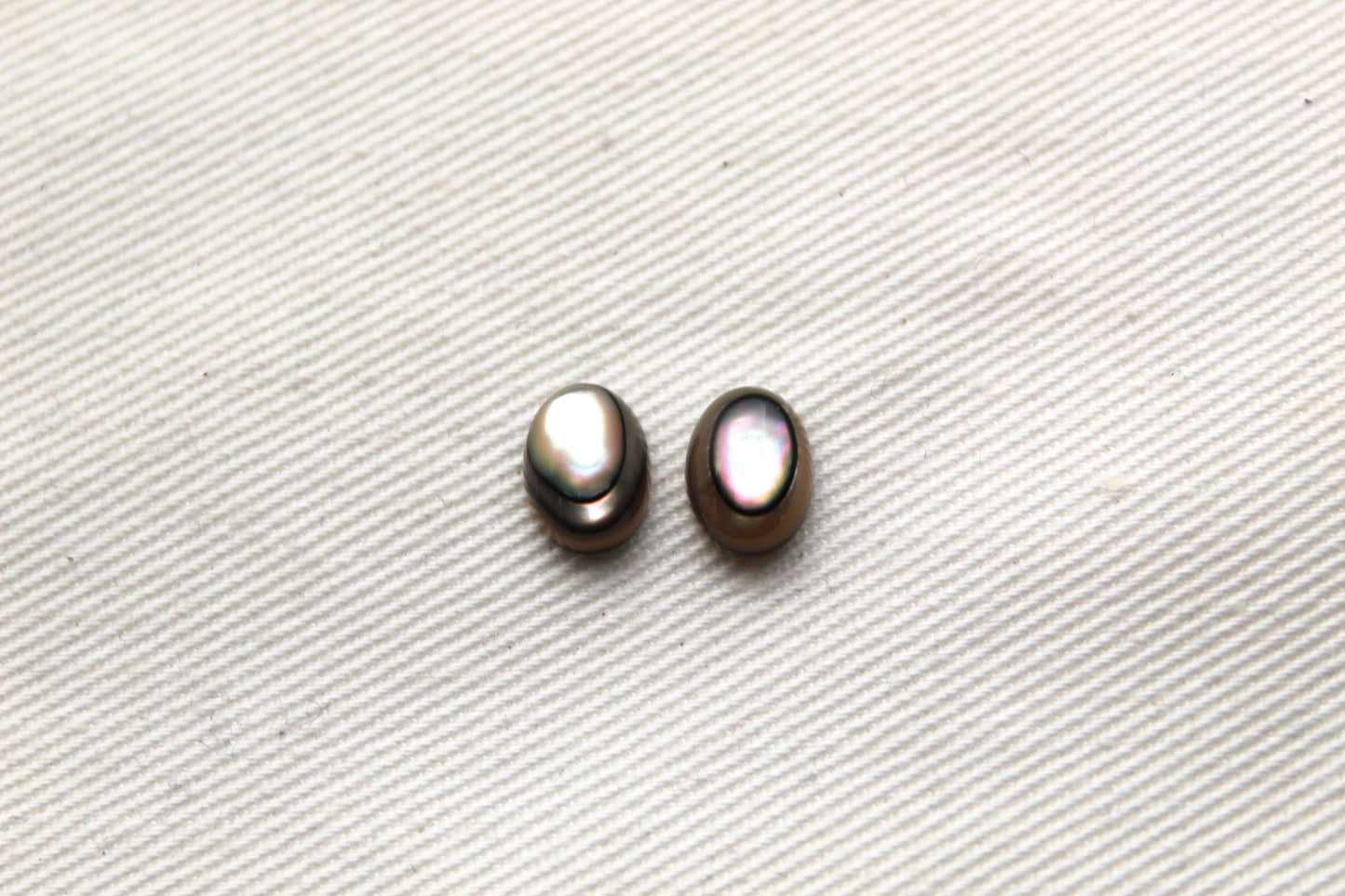 TWO Small Abalone cabochons Gemstones oval 6X8MM