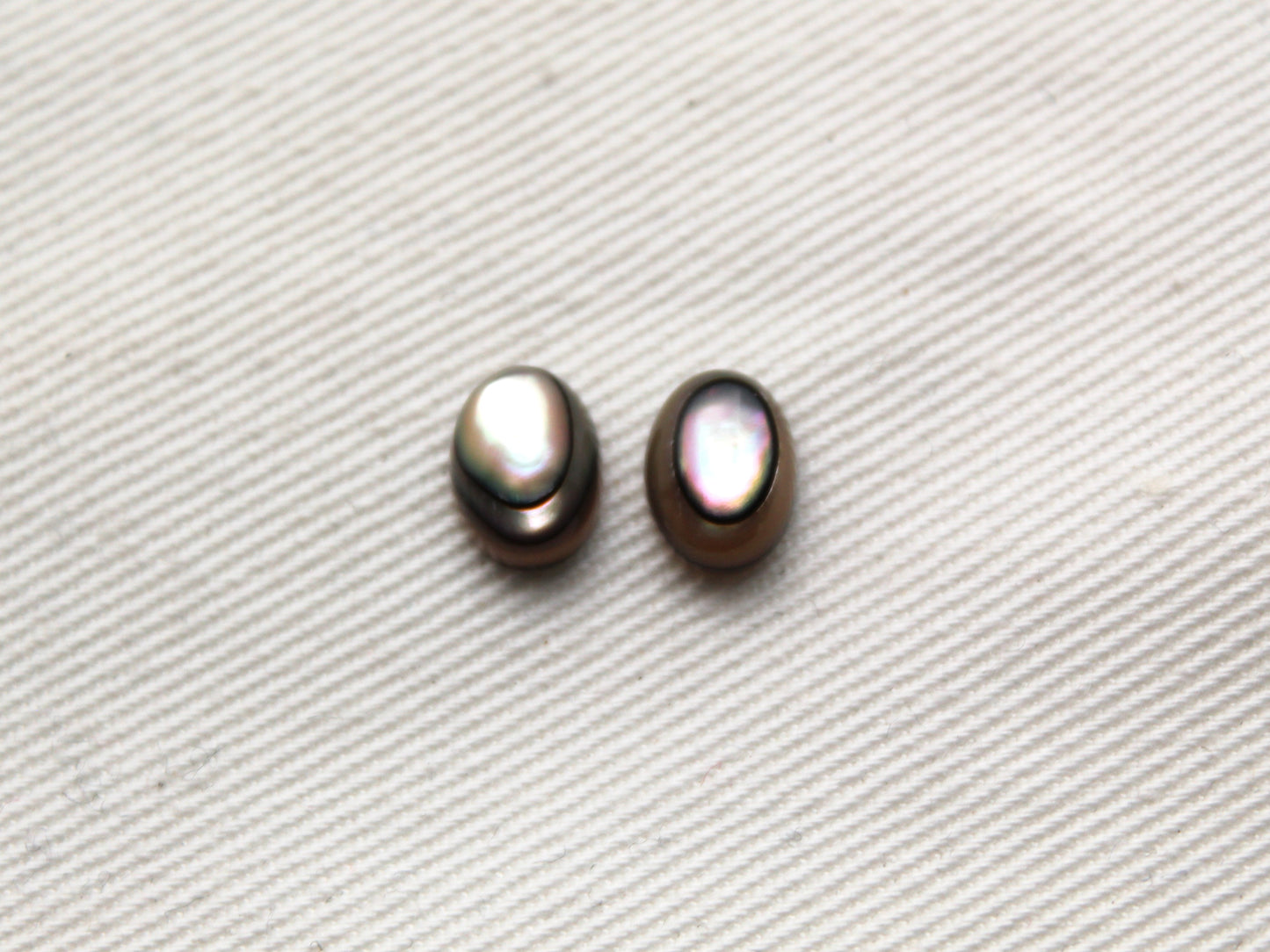 TWO Small Abalone cabochons Gemstones oval 6X8MM