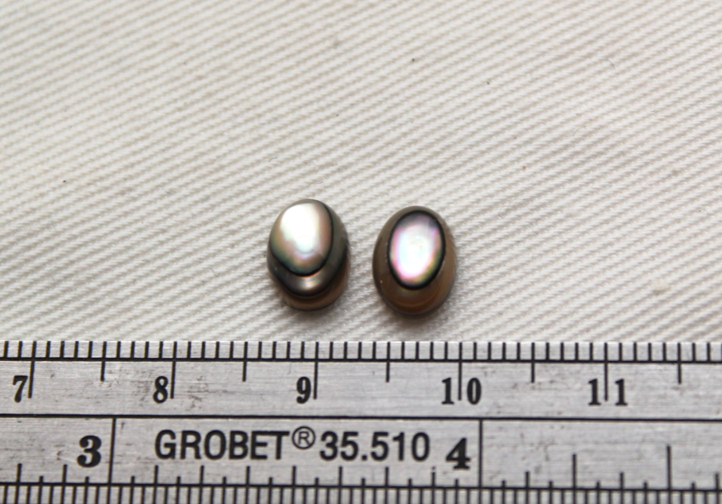 TWO Small Abalone cabochons Gemstones oval 6X8MM