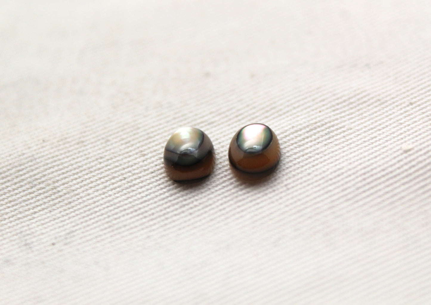 TWO Small Abalone cabochons Gemstones oval 6X8MM