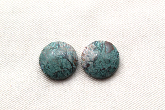 Neela Terra Jasper Cabochon Pair Gemstone Blue Round 17MM