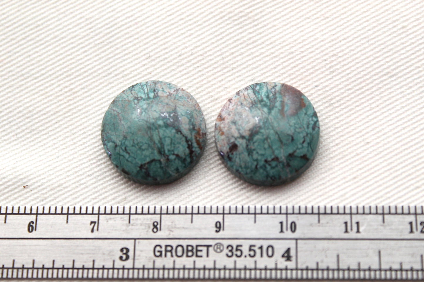 Neela Terra Jasper Cabochon Pair Gemstone Blue Round 17MM